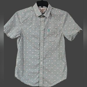 Mens Button Down Palm Tree Print Short Sleeve Shirt Size S